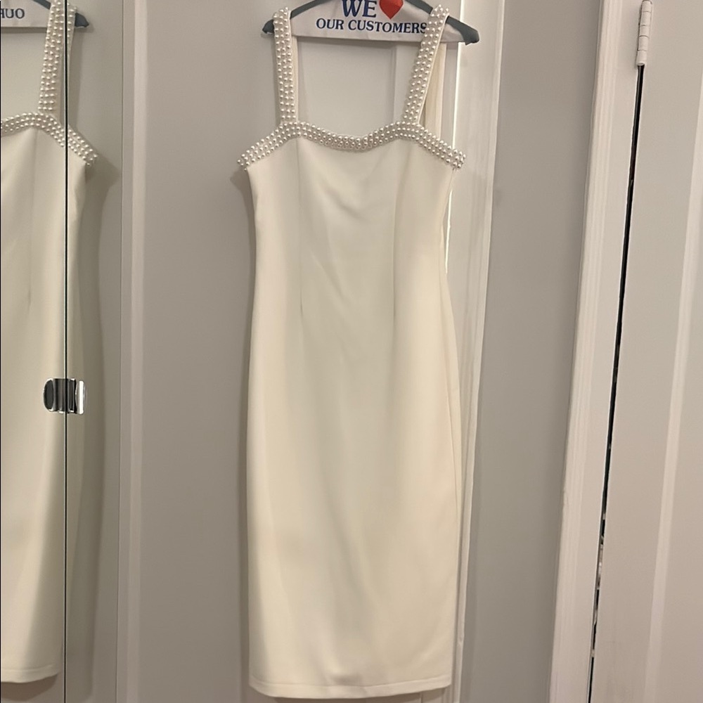 Odd Muse White Pearl-Embellished dress